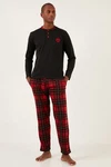 Buratti Pyjama Regular Fit (2 tlg) Rot/Dunkelrot/Schwarz