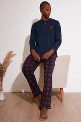 Buratti Pyjama Regular Fit (2 tlg) Dunkelrot/Rot/Hellblau/Lila