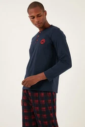 Buratti Pyjama Regular Fit (2 tlg) Dunkelrot/Rot/Hellblau/Lila