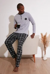 Buratti Pyjama Regular Fit (2 tlg) Dunkelgrün/Grau/Grün/Gelb