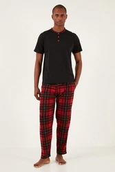 Buratti Pyjama Regular Fit (2 tlg) Dunkelrot/Schwarz/Rot