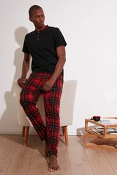 Buratti Pyjama Regular Fit (2 tlg) Dunkelrot/Schwarz/Rot