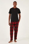 Buratti Pyjama Regular Fit (2 tlg) Dunkelrot/Schwarz/Rot