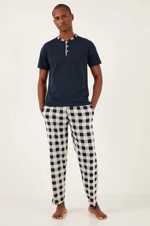 Buratti Pyjama Regular Fit (2 tlg) Dunkelblau/Hellblau/Blau/Lila/Schwarz