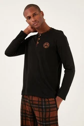 Buratti Pyjama Regular Fit (2 tlg) Schwarz/Gelb/Dunkelrot/Orange/Rot/Braun