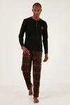 Buratti Pyjama Regular Fit (2 tlg) Schwarz/Gelb/Dunkelrot/Orange/Rot/Braun