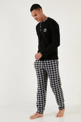 Buratti Pyjama Regular Fit (2 tlg) Schwarz/Hellblau
