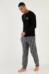 Buratti Pyjama Regular Fit (2 tlg) Schwarz/Hellblau