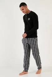 Buratti Pyjama Regular Fit (2 tlg) Schwarz/Hellblau