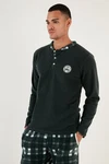 Buratti Pyjama Regular Fit (2 tlg) Dunkelgrün/Grün/Schwarz
