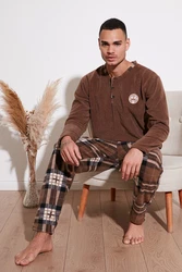 Buratti Pyjama Regular Fit (2 tlg) Dunkelrot/Rot/Dunkelbraun/Khaki/Braun