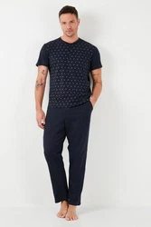 Buratti Schlafanzug Regular Fit Dunkelblau/Hellblau
