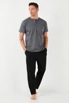Buratti Schlafanzug Regular Fit Dunkelgrau/Grau/Hellgrau/Rot