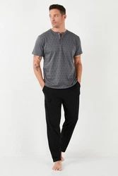 Buratti Schlafanzug Regular Fit Dunkelgrau/Grau/Hellgrau/Rot