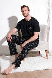 Buratti Pyjama Regular Fit (2 tlg) Schwarz/Grün/Lila/Grau