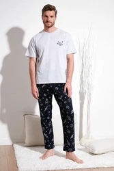 Buratti Pyjama Regular Fit (2 tlg) Silber/Lila/Dunkelblau