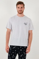 Buratti Pyjama Regular Fit (2 tlg) Silber/Lila/Dunkelblau