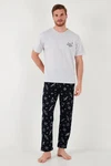 Buratti Pyjama Regular Fit (2 tlg) Silber/Lila/Dunkelblau