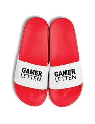 Youth Designz Herren Damen Badelatschen Gamer Letten Rot/Gelb/Dunkelrot/Weiß