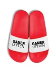 Youth Designz Herren Damen Badelatschen Gamer Letten Rot/Gelb/Dunkelrot/Weiß