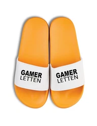 Youth Designz Herren Damen Badelatschen Gamer Letten Gelb/Orange/Braun