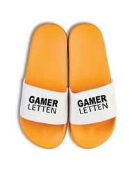 Youth Designz Herren Damen Badelatschen Gamer Letten Gelb/Orange/Braun