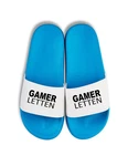 Youth Designz Herren Damen Badelatschen Gamer Letten Blau/Hellblau