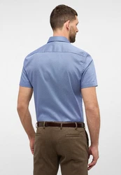 Eterna Kurzarmhemd SLIM FIT NON IRON Blau/Hellblau/Grau