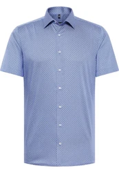 Eterna Kurzarmhemd SLIM FIT NON IRON Blau/Hellblau/Grau