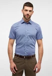 Eterna Kurzarmhemd SLIM FIT NON IRON Blau/Hellblau/Grau