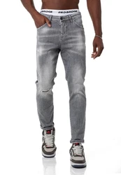 RedBridge Slim-fit-Jeans Hose Straight Leg Denim Pants Grau