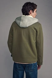 Next Hemdjacke mit Kapuze und Borgfutter Dunkelgrün