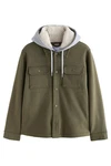 Next Hemdjacke mit Kapuze und Borgfutter Dunkelgrün