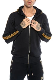 Jeanshemd Herren Kapuzenpullover mit Reiverschluss Dunkelblau XS