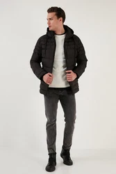 Buratti Winterjacke Slim Fit Schwarz/Dunkelbraun