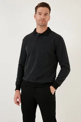 Buratti Sweatshirt Regular Fit Schwarz/Dunkelgrau/Rot/Grau
