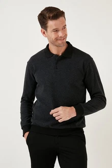 Buratti Sweatshirt Regular Fit Schwarz/Dunkelgrau/Rot/Grau