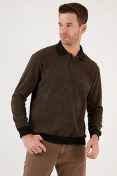 Buratti Sweatshirt Regular Fit Dunkelgrün/Braun/Khaki/Dunkelbraun
