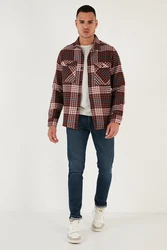 Buratti Langarmhemd Regular Fit Rot/Braun/Dunkelrot