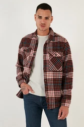 Buratti Langarmhemd Regular Fit Rot/Braun/Dunkelrot