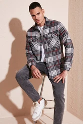 Buratti Langarmhemd Regular Fit Hellblau/Braun/Grau/Rot/Grün