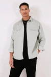 Buratti Langarmhemd Regular Fit Hellgrün/Hellgrau/Grau/Hellblau/Grün/Khaki