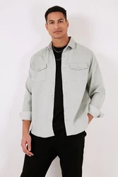 Buratti Langarmhemd Regular Fit Hellgrün/Hellgrau/Grau/Hellblau/Grün/Khaki