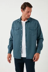 Buratti Langarmhemd Regular Fit Blau/Türkis/Hellblau