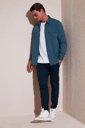 Buratti Langarmhemd Regular Fit Blau/Türkis/Hellblau