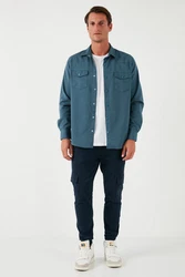 Buratti Langarmhemd Regular Fit Blau/Türkis/Hellblau