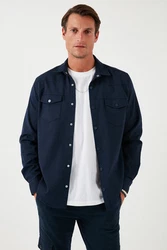 Buratti Langarmhemd Regular Fit Dunkelblau/Hellblau/Blau