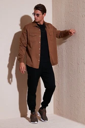 Buratti Langarmhemd Regular Fit Khaki/Braun/Beige/Dunkelbraun