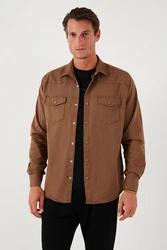 Buratti Langarmhemd Regular Fit Khaki/Braun/Beige/Dunkelbraun