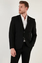 Buratti Jackett Regular Fit Schwarz/Hellblau/Dunkelgrau